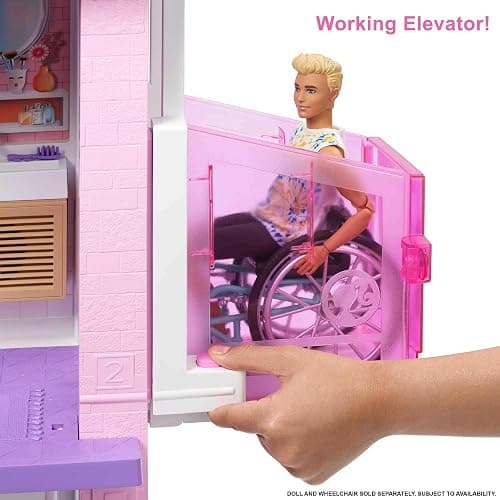 Barbie DreamHouse Dollhouse with 75+ Accessories and Wheelchair Accessible Elevator, 10 Play Areas, 3 Custom Light Settings & Music (Amazon Exclusive) thumbnail 5