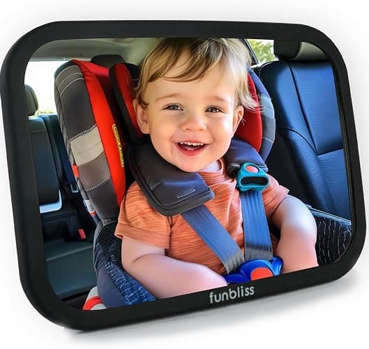 Funbliss Baby Car Mirror for Rear Facing Seat,360° Rotation, Safety CertifiedShatterproof Acrylic Glass, Clear Wide View,Infant Car Mirror for Car Seat Rear Facing,Baby Vehicle Mirror - 1pack - Image 1