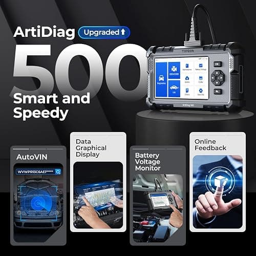 TOPDON ArtiDiag500 4 System OBD2 Scanner, Scan Tool with 6 Reset Service | Oil/Throttle/SAS/TPMS/BMS/EPB Reset, Car Check Engine Code Reader for ABS/SRS/Engine/Trans, FCA, CANFD, Lifetime Free Update thumbnail 8