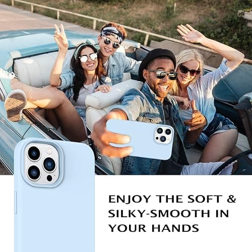 Telaso for iPhone 14 Pro Case, Liquid Silicone Soft Gel Rubber iPhone 14 Pro Phone Case Slim Case with Microfiber Lining Shockproof Protective Phone Cover, Light Blue thumbnail 4