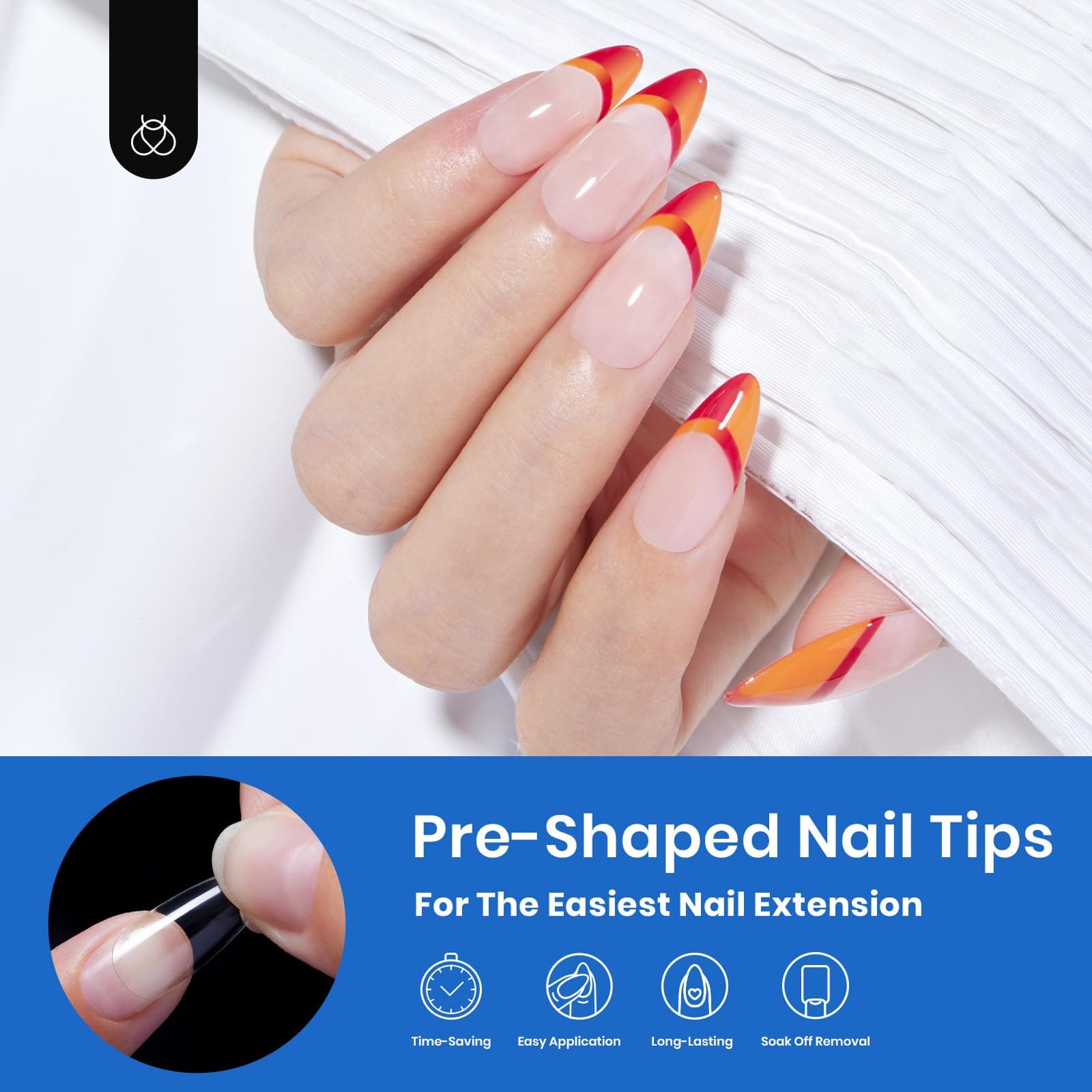 Beetles Gel Nail Tips Almond Medium Shape Nails, 500Pcs Pre Shaped Soft Nail Tips Clear Full Cover False Nails for Gel Nail Polish Soak Off Easy Nail Extensions Press on Nails thumbnail 2