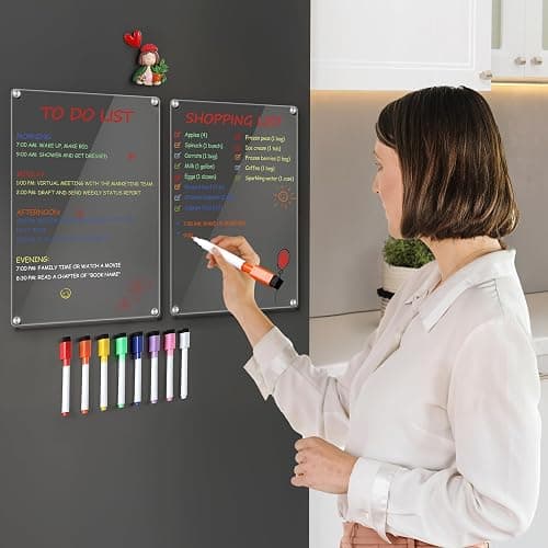 2 Pack 12''*8'' Acrylic Magnetic Whiteboard for Fridge thumbnail 2