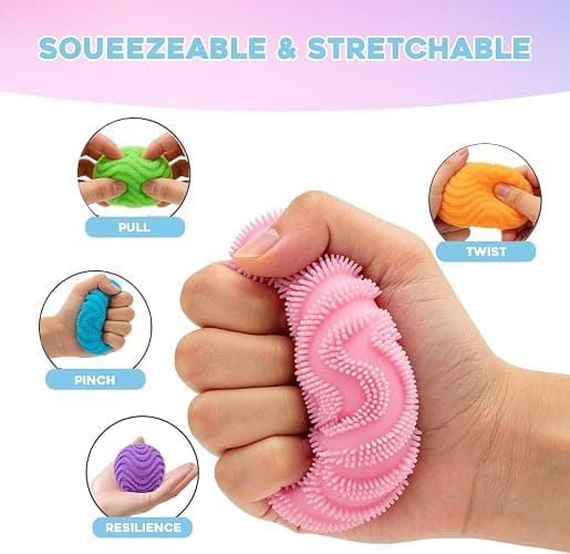 Fuzz Squishy Stress Ball, Soft Fidget for Anxiety Relief, Sensory Squishy Ball to Increase Hand Flexibility & Relieve, Ultra Squishy and Moldable Slow Rise for (Blue) thumbnail 4