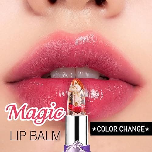 6 Pcs/Set Flower Jelly Lipstick, Temperature Color Change Lip Goss Moisturizer Long Lasting Nutritious Balm Magic Change ph Lipstick,Small Gifts, Mothers Day Gifts, Teacher Appreciation Gifts (Purple) thumbnail 5