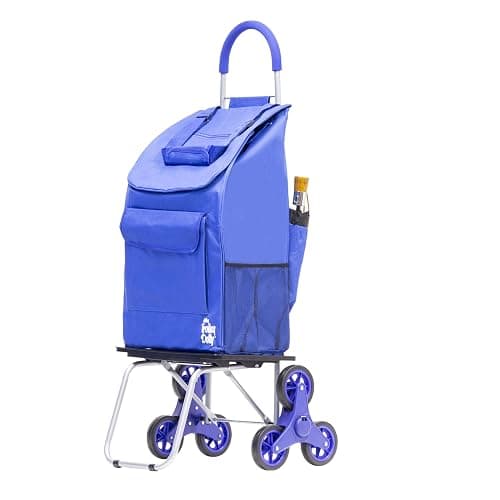 dbest products Stair Climber Bigger Trolley Dolly, Blue Shopping Grocery Foldable Cart Condo Apartment - Image 1