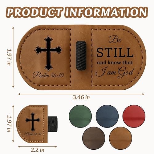 Bygone Mark Personalized Magnetic Leather Bookmark with Pen Holder - Inspirational Bible Verse Scripture Design, Custom Book Marker for Book Lovers Men Women (Brown-Romans 8:28) thumbnail 2