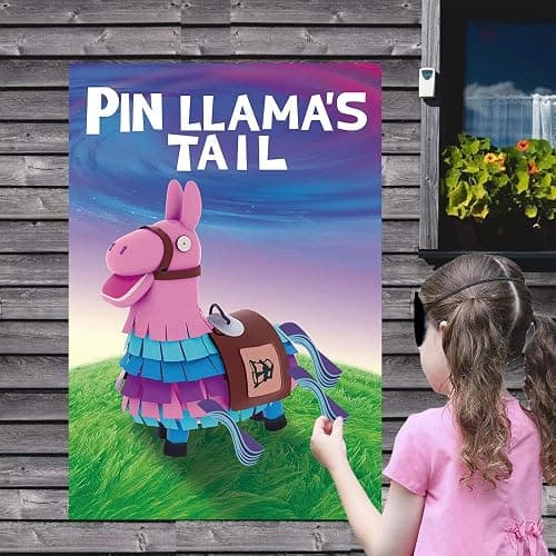 SEETCOMA Video Game Party Supplies - Pin The Tails on Llama, Large Poster with 24PCS Tails Stickers for Kid's Video Game Theme Party Decorations thumbnail 2
