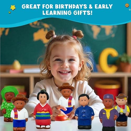 Get Ready Kids Around The World Multicultural Figures Set of 8-5 inch | Large 5 inch cultural around-the-world figurines for early learning and creative play, pre-k safe for 12m+ thumbnail 4