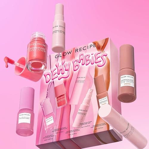 Glow Recipe Dewy Babies Travel Skincare Set - Plum Plump Hyaluronic Acid Serum + Dewy Flush Tinted Blush Drops + Pink Juice Face Moisturizer + Bronzing Hue Drops + Ultra Fine Facial Mist (5 Count) thumbnail 2