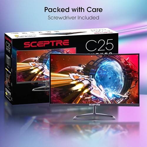 Sceptre New Curved 24.5-inch Gaming Monitor up to 240Hz 1080p R1500 1ms DisplayPort x2 HDMI x2 Eye Care Build-in Speakers, Machine Black 2026 (C255B-FWT240 Series) thumbnail 2