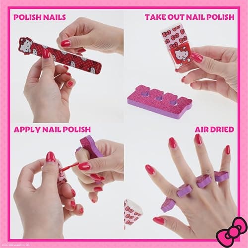 Hello Kitty Train Case Cosmetic Makeup Set Includes Lip Gloss, Eye Shimmer, Nail Polish, Hair Accessories & More! For Girls, Ages 6+ Perfect for Parties & Makeovers by Townley Girl thumbnail 5