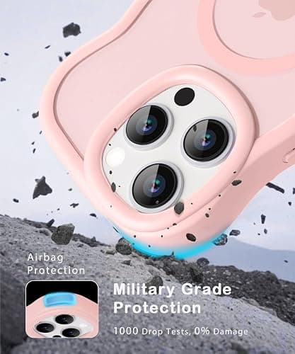 Amzfield for iPhone 15 Pro Case, Compatible with Magsafe Wavy Frame Magnetic Cute Magnetic Design Translucent Matte Hard Back Silicone Bumper Shockproof Phone Case for iPhone 15 Pro Women Girls, Pink thumbnail 6