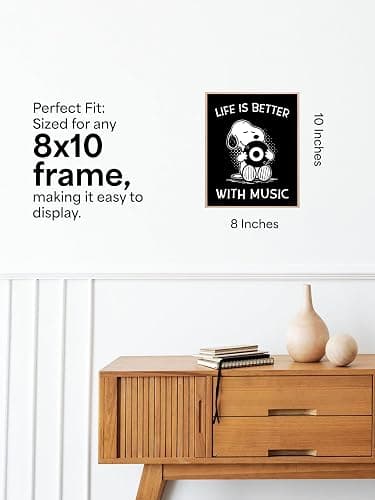 Life Is Better With Music Wall Art – 8x10 Unframed Cartoon Dog Poster – Fun Inspirational Artwork for Bedroom, Living Room, Dorm, Studio, or Office – Motivational Decor and Gift for Musicians & Fans thumbnail 2