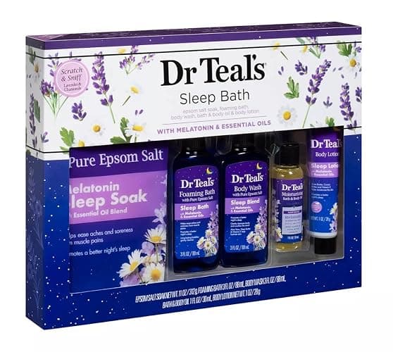 Dr Teal's Melatonin 5-Piece Bath Gift Set - Give the of Better Sleep Contains 11 oz Soak, 3 Bath, Body Wash, 1 Oil, & Lotion At Home Spa Kit Pure Epsom Salt 80 Ounce thumbnail 3
