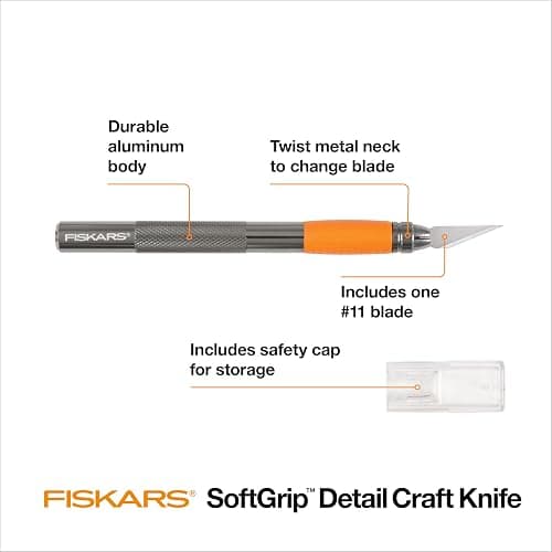 Fiskars Detail Craft Knife, Cool Gifts for Brother, Included with Protective Cover, 8", Exacto Knife for Crafting, Orange thumbnail 3