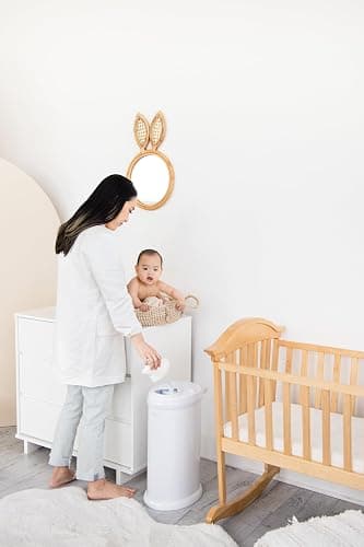 Ubbi Steel Diaper Pail, Odor Locking, No Special Bag Required, Award-Winning, Registry Must-Have, White thumbnail 10