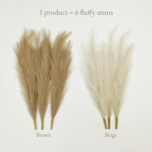 43"/3.6 ft Faux Tall 3Pcs Fluffy Large Pampas Grass Boho Decor-Floral Pompas Stems for Decoration-Feather Floor Vase Filler-Long Artificial Fake Dried Flowers for Home & Room (Beige & Brown) thumbnail 2