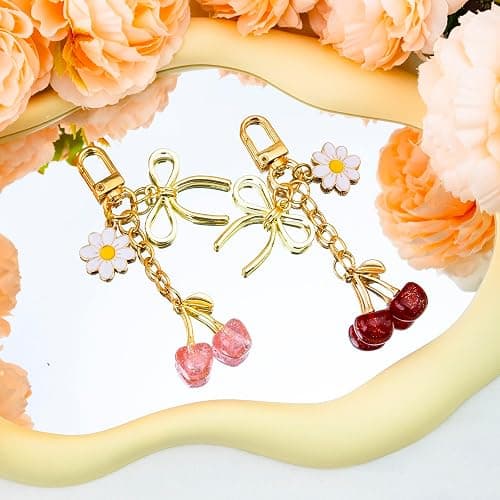 Cherry Keychain Bag Purse Charms For Handbags Cherry Accessories Mothers Day Birthday Ideas thumbnail 6