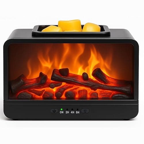 MeplLivs Dynamics Flame Fireplace Electric Wax Melt Warmer PTC Heating Plate Monochromatic Wax Burner Fragrance Wax Warmer for Home Office Gifts & Decor(Black) - Image 1