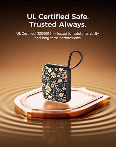 Ocoopa Hand Warmers Rechargeable UT5 Nano – Slim Electric Pocket Heater, Smart Temp Control, 14Hrs Battery, UL Safety, Artists in Bloom Design, Practical Gifts for Women, Christmas, Outdoor, Office thumbnail 5