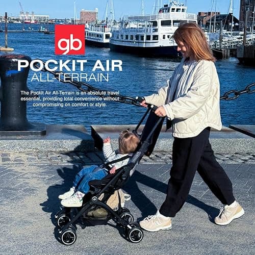 gb Pockit Air All Terrain Ultra Compact Lightweight Travel Stroller with Breathable Fabric in Velvet Black thumbnail 2