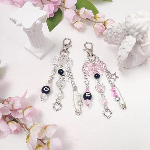 cioatu Y2K Aesthetic Keychains for Women Cute Flowers Star Cake Jellyfish Keychins Charms Kawaii Bag Purse Decor thumbnail 2