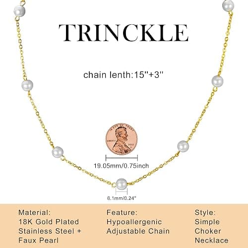 Pearl Necklaces for Women as Christmas Stocking Stuffers Gold Pearl Choker Single Pearl Necklace Layered Daisy Necklace Set as Christmas Gifts for Teen, Wedding Strands for Bride Bridesmaids thumbnail 4
