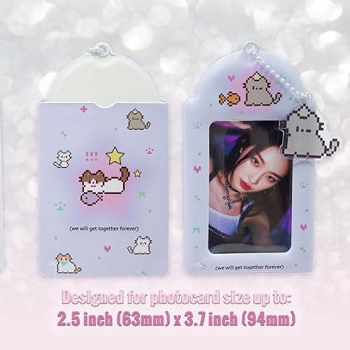 LQTIIITQL 2 Sets Photocard Holder with Cute Cat Keychain Y2K PhotoCard Holder Charm Holders Kawaii Photo Card Keychain ID Bus Card Holders Kawaii thumbnail 4