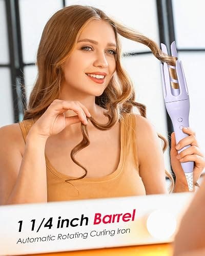 NOVUS 1.25 Inch Rotating Curling Iron for Effortless Waves and Beach Curls, Auto Hair Curler with 60M Ions Anti-Scald, Fast Heating for Hair Styling thumbnail 2