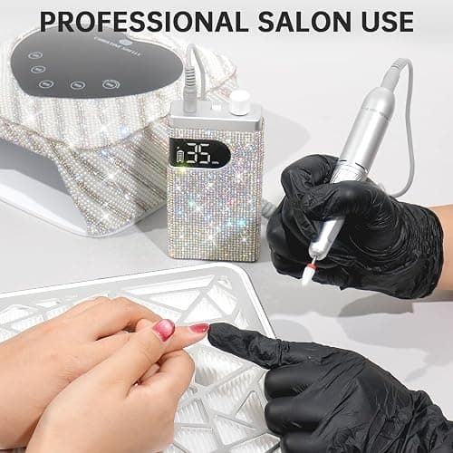 CHRISTINE SHELLY Rechargeable 35000RPM Nail Drill Sparkling Portable Professional Electric Nail File with 12 Drill Bit for Acrylic/Gel Nails Professional Nail Tools for Manicure Pedicure, Glitter thumbnail 8