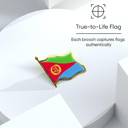 Eritrea Flag Lapel Pin - Enamel Metal National Badge | World Travel Souvenir Gifts for Men & Women | Country Flag Patriotic Brooch Bulk Pack of Pins for Hat, Tie, Clothes, Backpack (1pc) thumbnail 4