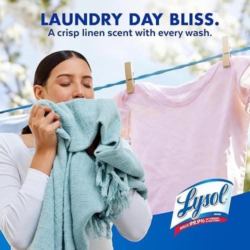 Lysol Laundry Sanitizer Additive, Bacteria-Causing Laundry Odor Eliminator, Detergent Additive, Crisp Linen, 90oz thumbnail 6