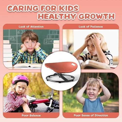 pozoera Spinning Chair for Autistic Kids - Sensory Spinning Chair for Autistic Children with Safety Handle & Non-Slip Design, Sensory Swivel Chairs for Kids 3-8 Years(Orange) thumbnail 5