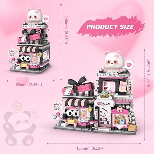 Street View Gift Shop Mini Building Blocks, MOC Creative Building Toys Cute Panda Animals Building Set for Girls 6-12, Simulation Architecture Construction Toy, Gift Idea for Kids Adults (938 PCS) thumbnail 2