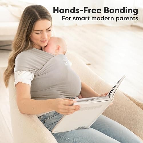 KeaBabies Baby Wrap Carrier - All in 1 Original Baby Carrier Newborn to Toddler Sling, Easy to Wear, Hands Free Bonding, Lightweight, Breathable Infant Wraps (Stone Gray) thumbnail 8