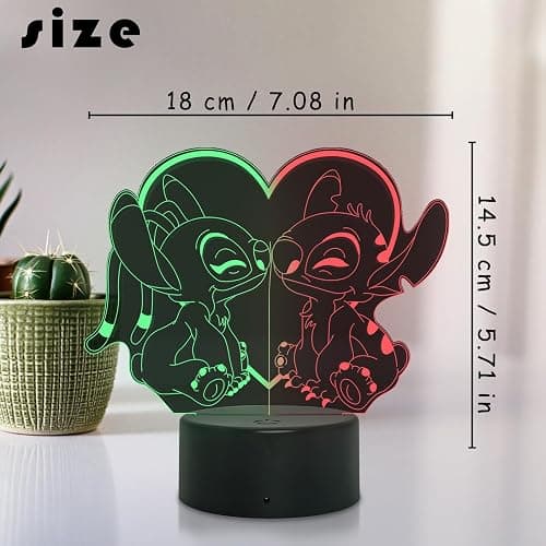 Shenjia Stitch Night Light - 3D LED 16 Color Changing Touch Lamp with Remote Control, Perfect for Girls Room Decoration, Birthday and Holiday Gifts thumbnail 6
