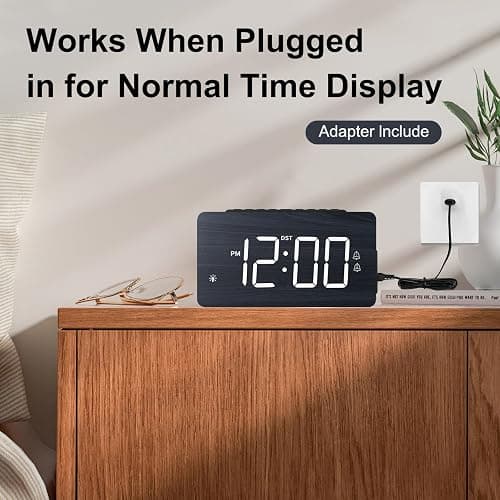 LICHI Wooden Digital Alarm Clock for Bedrooms， Loud Alarm for Heavy Sleepers, Dual Use as Desk/Wall Clock, Adjustable Volume, Dimmer, DST - Wood Decor & Gifts thumbnail 7