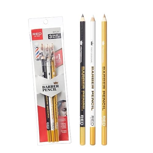 Red by Kiss 3PCS Barber Pencil with Built-in Sharpener - Edge Hairline Razor Trace and Beard Guide Outliner Pencils (Value Set) - Image 1