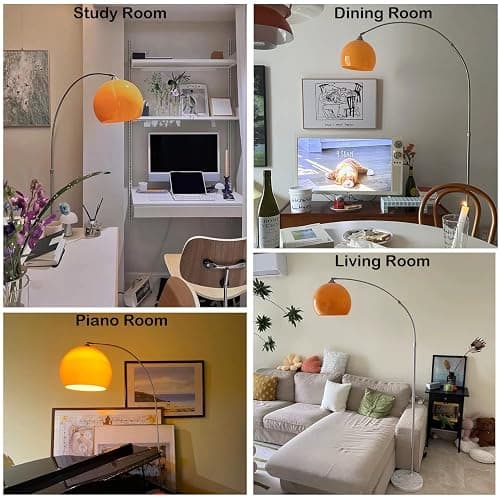 MIXL - Orange Arc Floor Lamp with Acrylic Shade,Arch Reading Lamp Floor Standing,Mid Century Modern Orange Standing Lamp for Living Room Bedroom thumbnail 7