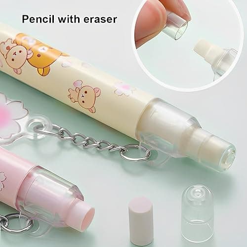 Mechanical 0.7mm and 0.5mm 4 pcs, Cute Bear Mechanical Pencils with Erasers for Students, Cartoon Bear Pencils Kawaii Stationery School Supplies thumbnail 5