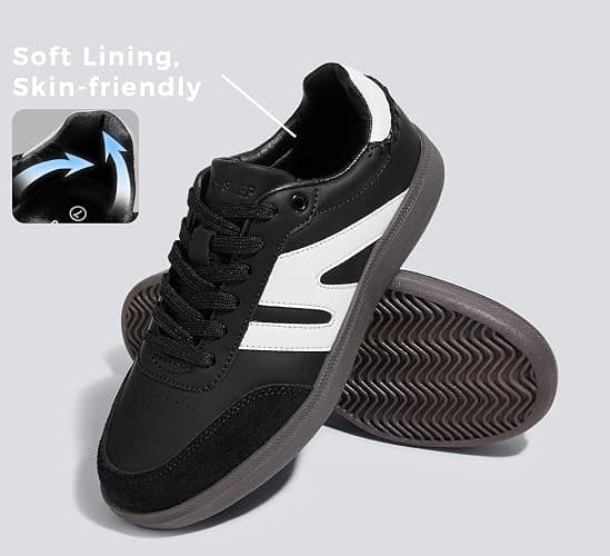 LUCKY STEP Women Classic Retro Gum Sole Fashion Sneakers Casual Tennis Skate Shoe Genuine Leather Walking Footwear Anti Slip Trainers thumbnail 4