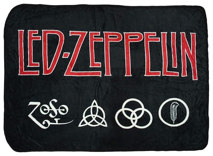 Led Zeppelin 4 Symbols Super Soft and Cuddly Fleece Plush Throw Blanket - Image 1