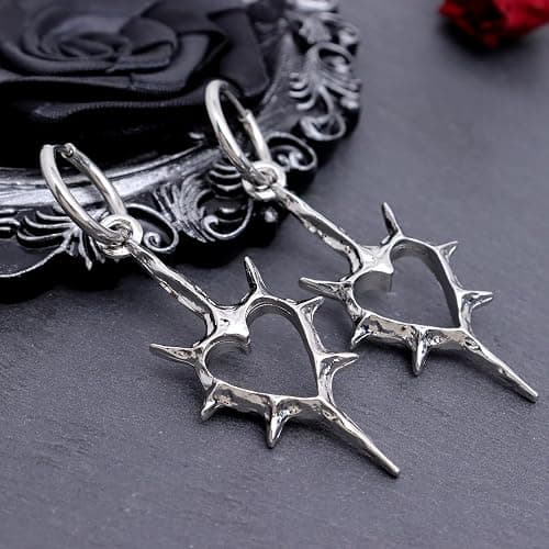 Frigotine Gothic Hoop Dangle Drop Earrings for Women, Trendy Dark Black Y2k Punk Halloween Party Accessories Fashion Jewelry Gift thumbnail 4