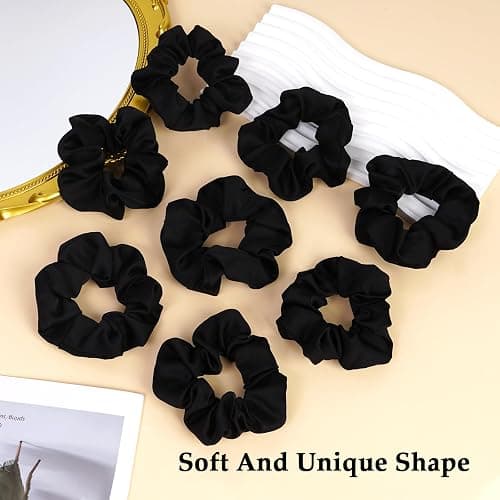Satin Scrunchies for Women – 8PCS Black Silk Hair Ties – No Crease, Frizz-Free, Gentle Elastic Hair Bands for Thick & Thin Hair, Soft & Stylish Hair Accessories Gifts thumbnail 6