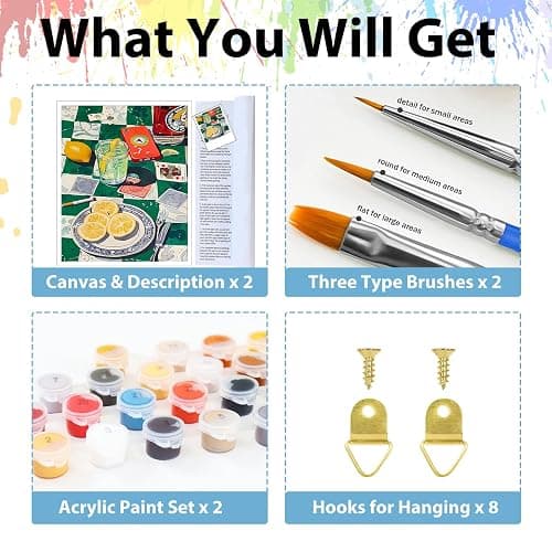 2 Pack Paint by Number Adults, Poker Paint by Numbers Kit for Adults Beginners, DIY Crafts Acrylic Painting by Number Kits Couple for Gifts Home Decor 12x16 Inch thumbnail 5