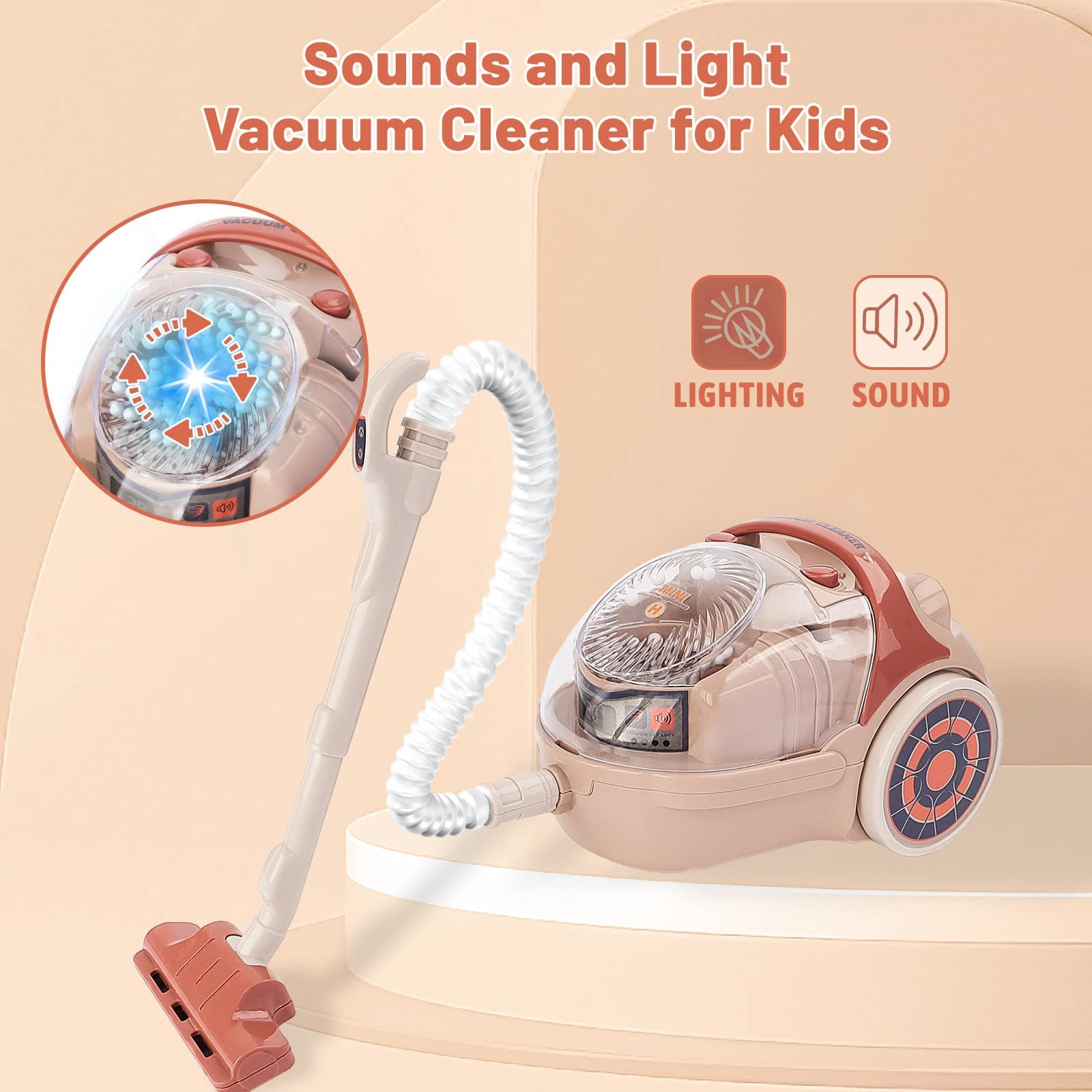 deAO Toy Washing Machine & Vacuum Playset, Mini Washing Machine Laundry Set with Lights & Sounds Effects, Washer and Iron Set for Boys & Girls thumbnail 5