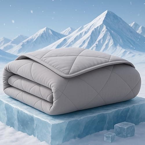 ZonLi Cooling Blanket for Hot Sleepers 50"x70", Q-Max 0.5 Lightweight Cool Touch Breathable Summer Blanket for Night Sweats, All-Season Cold Blankets, Mist Gray - Image 1