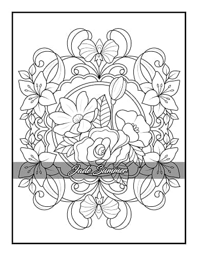 100 Flowers: An Adult Coloring Book with Bouquets, Wreaths, Swirls, Patterns, Decorations, Inspirational Designs, and Much More! thumbnail 8