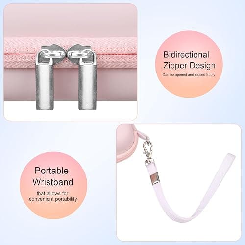 Elonbo Camera Carrying Case for KODAK PIXPRO FZ45/ FZ55 Digital Camera | Compact Camera Case, Hard Bag, with Mesh Pocket Wrist Strap Double Zipper, for Vlogging, Travel Protective Storage, Pink thumbnail 5