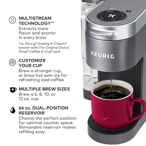 Keurig K-Supreme Single Serve K-Cup Pod Coffee Maker, MultiStream Technology, 4 Brew Sizes, 66oz Dual-Position Removable Reservoir, Gray thumbnail 5